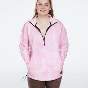 Victoria's Secret PINK Sweater Knit Quarter-Zip Tunic Evening Sunset Tie Dye NEW